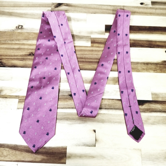 Brooks Brothers Pink Silver Anchor Print 100% Silk Neck Tie Made in USA 58" L - Picture 3 of 8
